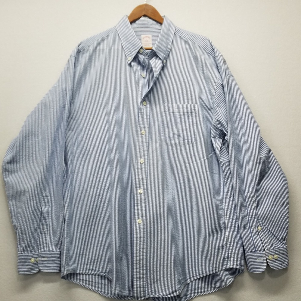 Brooks Brothers 346 Mens L 17-36 Striped Button Down Dress Shirt Long Sleeve